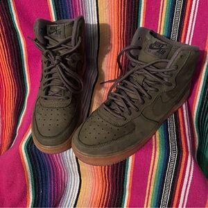 Nike Air Force 1 High Olive Leather AF1 Gum Soles